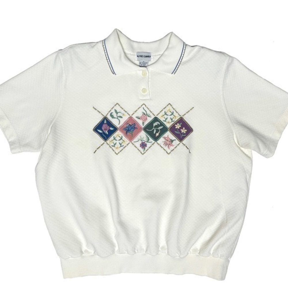 Vtg Cottagecore Granny Embroidered Beaded Floral Patchwork Design Dunner Top 1X